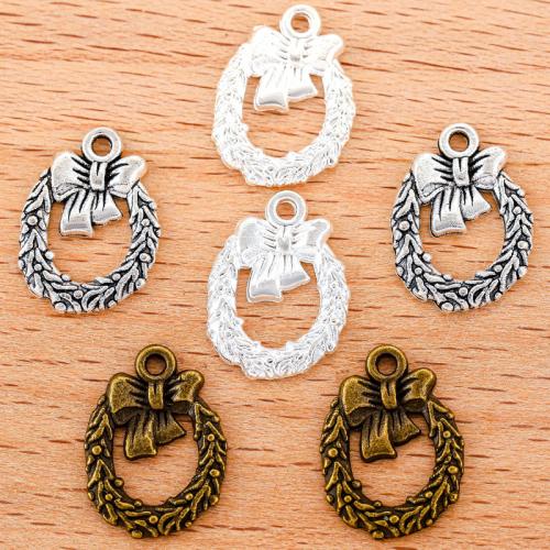 Tibetan Style Pendants, Christmas Wreath, plated, DIY, more colors for choice, 16x12mm, 100PCs/Bag, Sold By Bag