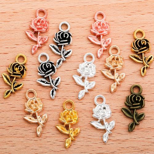 Tibetan Style Flower Pendants, Rose, plated, DIY, more colors for choice, 20x10mm, 100PCs/Bag, Sold By Bag