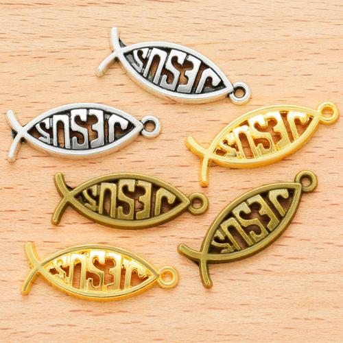 Tibetan Style Animal Pendants, Fish, plated, DIY, more colors for choice, 27x10mm, 100PCs/Bag, Sold By Bag