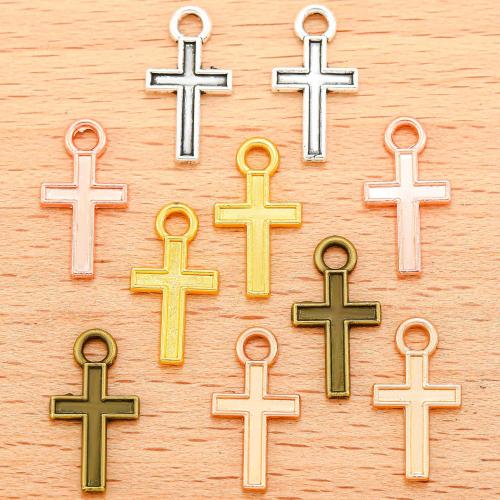 Tibetan Style Cross Pendants, plated, DIY, more colors for choice, 16x9mm, 100PCs/Bag, Sold By Bag