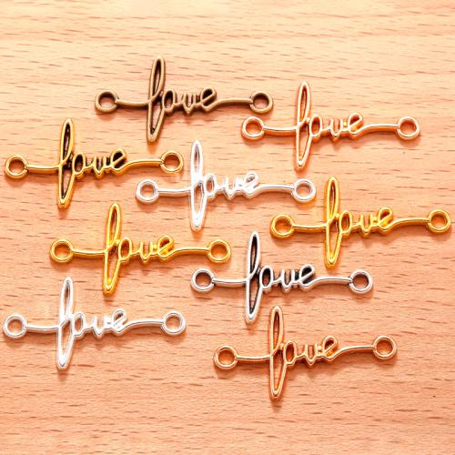 Letter Tibetan Style Connector, Alphabet Letter, plated, DIY & 1/1 loop, more colors for choice, 33x17mm, 100PCs/Bag, Sold By Bag