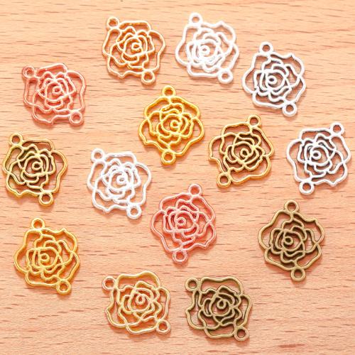 Flower Tibetan Style Connector, Rose, plated, DIY & 1/1 loop, more colors for choice, 17x13mm, 100PCs/Bag, Sold By Bag