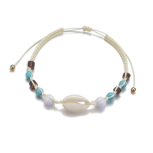 Fashion Jewelry Anklet, Nylon Cord, with turquoise & Coco & Shell, mixed colors, Sold By PC