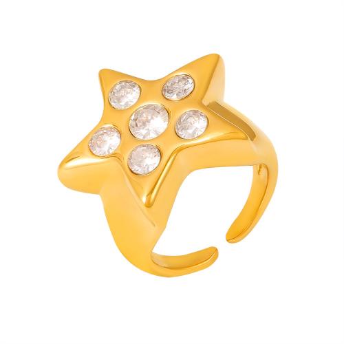 Anillo de dedo de Titantium Acero, Partículas de acero, con cúbica circonia, Estrella, chapado, Joyería & para mujer, más colores para la opción, Vendido por UD