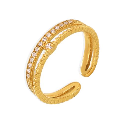 Anillo de dedo de Titantium Acero, Partículas de acero, con cúbica circonia, 18K chapado en oro, Doble capa & Joyería & para mujer, tamaño:7, Vendido por UD