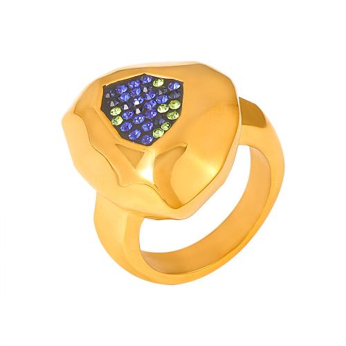 Anillo de dedo de Titantium Acero, Partículas de acero, chapado, diverso tamaño para la opción & para mujer & con diamantes de imitación, más colores para la opción, Vendido por UD