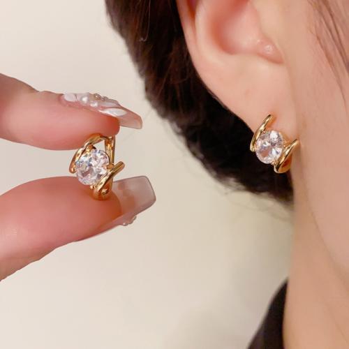 Boucles d'oreilles en laiton zircon cubique pavent, papillon, Plaqué d'or, pavé de micro zircon & pour femme, Or, 14x10mm, Vendu par paire