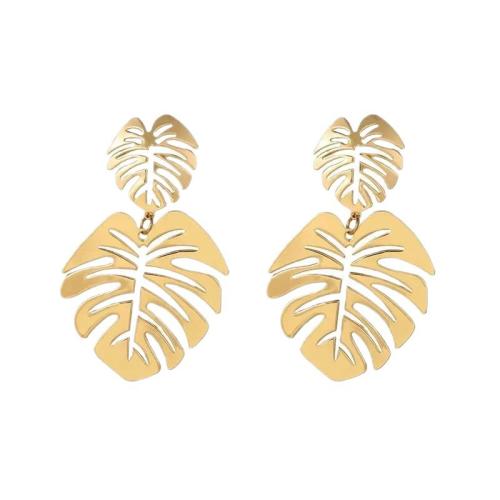 Iron Earring, plated, for woman, golden, 72x45mm, Sold By Pair