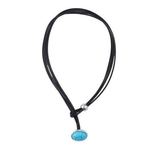 Collier de bijoux en alliage de zinc, avec turquoise & corde de laine, Placage, Vintage & pour femme, plus de couleurs à choisir, Vendu par PC