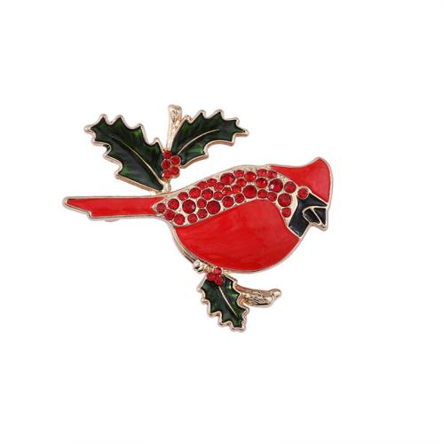 Tibetan Style Brooches, plated, micro pave cubic zirconia & for woman & enamel, red, Sold By PC