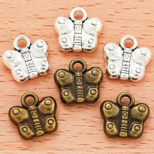 Tibetan Style Animal Pendants, Butterfly, plated, DIY, more colors for choice, 12x12mm, 100PCs/Bag, Sold By Bag