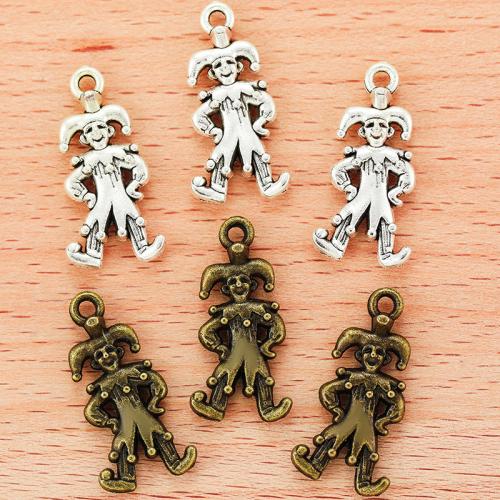 Sinc Alloy Pendants, clown, plátáilte, DIY, dathanna níos mó le haghaidh rogha, 25x12mm, 100ríomhairí pearsanta/Mála, Díolta De réir Mála