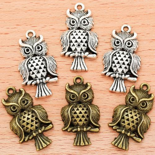 Zinc Alloy Animal Pendler, Owl, forgyldt, du kan DIY, flere farver til valg, 31x16mm, 100pc'er/Bag, Solgt af Bag