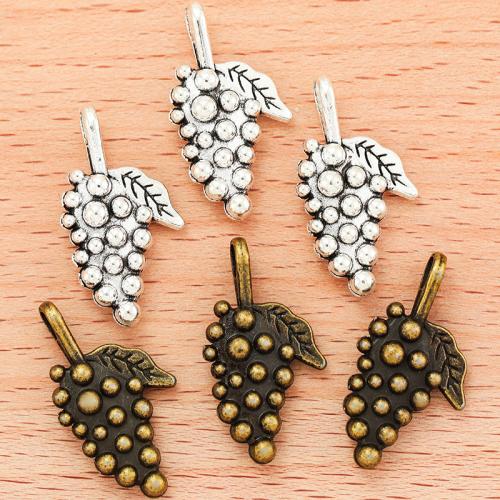 Zinc Alloy fruits forme pendentifs, alliage de zinc, raisin, Placage, DIY, plus de couleurs à choisir, 25x14mm, 100PC/sac, Vendu par sac