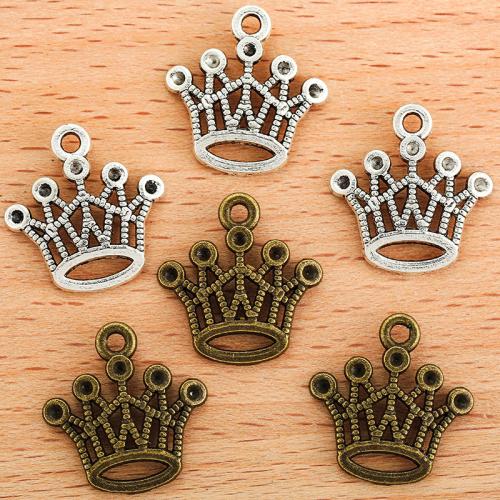 Tibetan Style Crown Pendants, plated, DIY, more colors for choice, 18x18mm, 100PCs/Bag, Sold By Bag