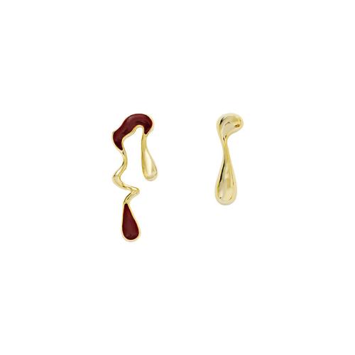 Asymmetric Earrings, Brass, fashion jewelry & for woman & enamel, more colors for choice, 38x14mm, Sold By Pair