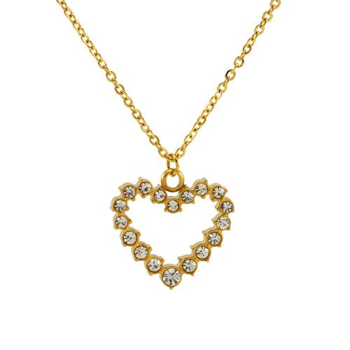 Collier de bijoux en acier inoxydable, Acier inoxydable 304, Plaqué or 18K, bijoux de mode & pour femme & avec strass, doré, Longueur:Environ 45 cm, Vendu par PC