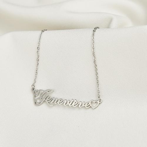 Stainless Steel Jewelry Necklace, 304 Stainless Steel, Each custom text must be less than 10 letters & fashion jewelry & for woman, original color, Length:Approx 45 cm, Sold By PC