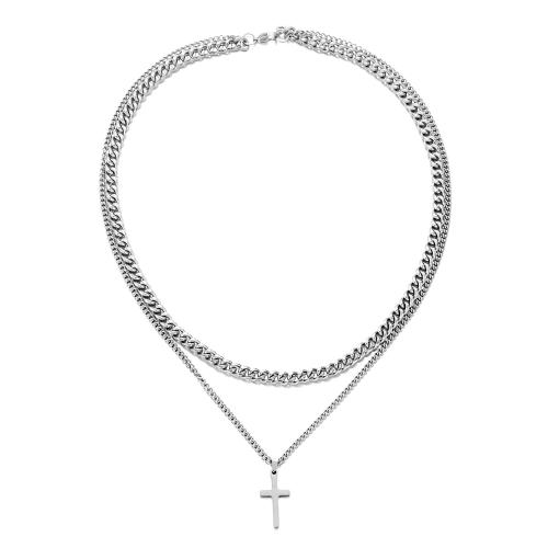 Stainless Steel Jewelry Necklace, 304 Stainless Steel, Double Layer & fashion jewelry & different styles for choice & for man, more colors for choice, Length:Approx 50 cm, Sold By PC