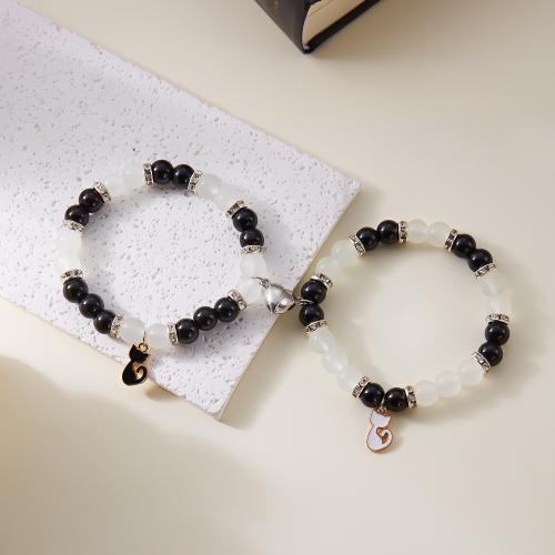 Glass Beads Couple Bracelet, with Tibetan Style, fashion jewelry & Unisex & different styles for choice, more colors for choice, Length:Approx 16 cm, Sold By Set