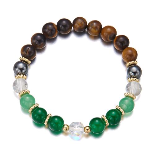 Glass Beads Bracelet, with Natural Stone, fashion jewelry & elastic & Unisex & different styles for choice, Length:Approx 18 cm, Sold By PC