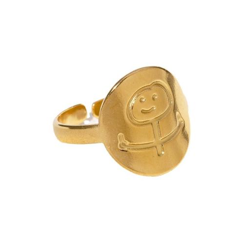 Stainless Steel Finger Ring, 304 Stainless Steel, 18K gold plated, fashion jewelry & for woman, golden, Sold By PC