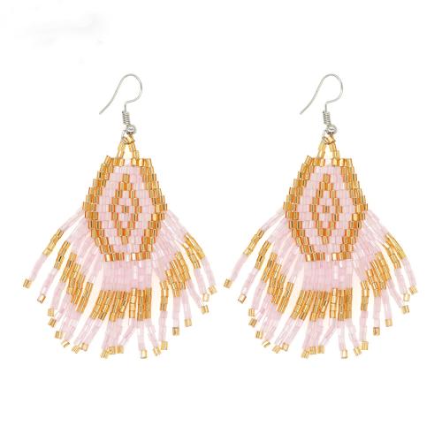 Seedbead Tassel Earring, fashion jewelry & for woman, more colors for choice, 13x12mm, Sold By Pair