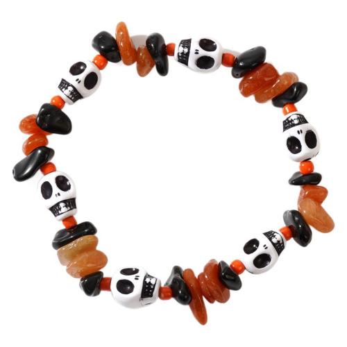 Edelstein Armbänder, Schädel, handgemacht, unisex & Halloween Schmuck, gemischte Farben, Länge:ca. 17.5 cm, verkauft von PC