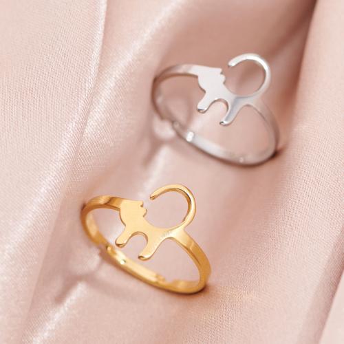 Stainless Steel Finger Ring 304 Stainless Steel Cat plated fashion jewelry & for woman inner ~20mm Sold By PC