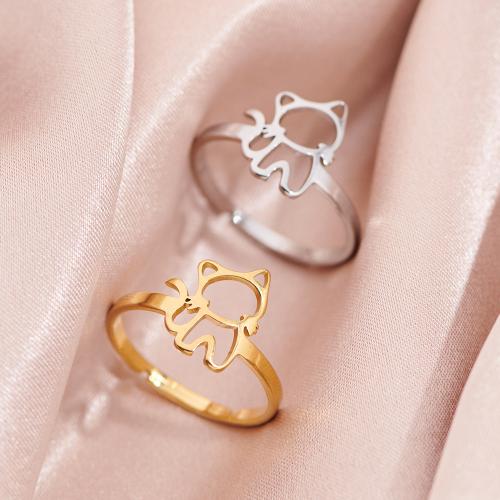 Stainless Steel Finger Ring 304 Stainless Steel Cat plated for woman inner ~20mm Sold By PC