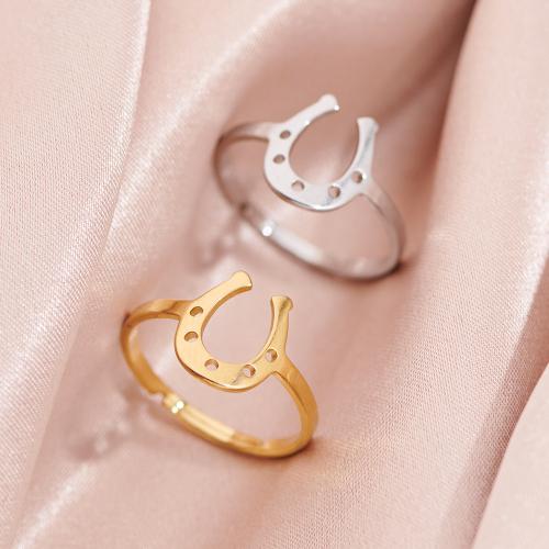 Stainless Steel Finger Ring, 304 Stainless Steel, Horseshoes, plated, for woman, more colors for choice, inner diameter:17~20mm, Sold By PC