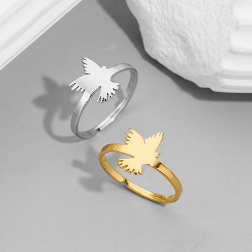 Stainless Steel Finger Ring, 304 Stainless Steel, Bird, plated, for woman, more colors for choice, inner diameter:17~20mm, Sold By PC