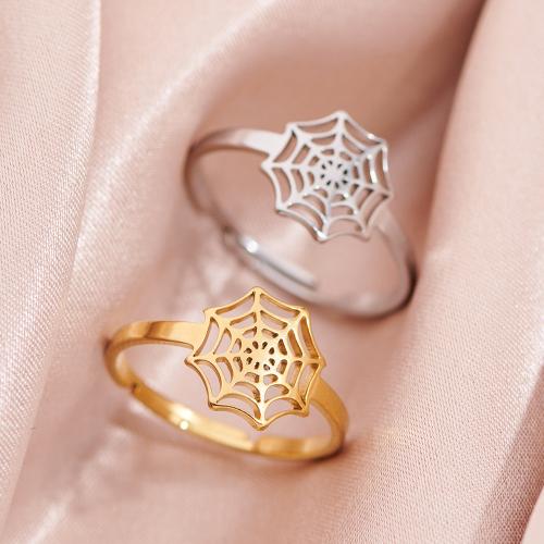 Stainless Steel Finger Ring, 304 Stainless Steel, Spider Web, plated, Adjustable & for woman, more colors for choice, inner diameter:17~20mm, Sold By PC