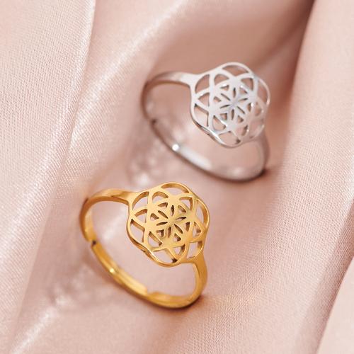 Stainless Steel Finger Ring, 304 Stainless Steel, Flower, plated, Adjustable & for woman, more colors for choice, inner diameter:17~20mm, Sold By PC