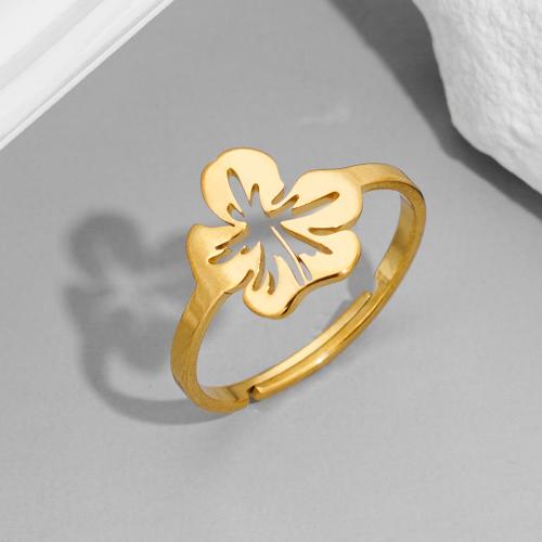 Stainless Steel Finger Ring, 304 Stainless Steel, Flower, plated, Adjustable & for woman, more colors for choice, inner diameter:17~20mm, Sold By PC