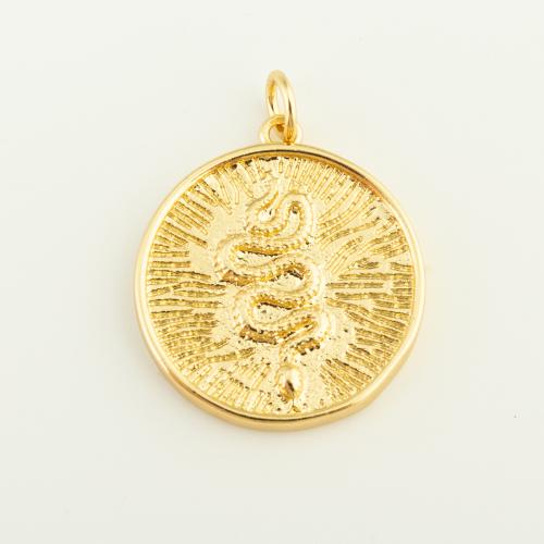 Brass Jewelry Pendants, Round, gold color plated, DIY, nickel, lead & cadmium free, 22x20x2mm, Sold By PC