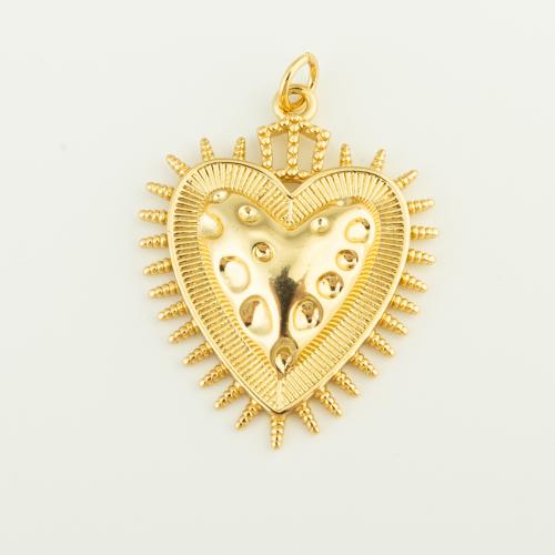 Brass Heart Pendants, gold color plated, DIY, nickel, lead & cadmium free, 31x25x5mm, Sold By PC