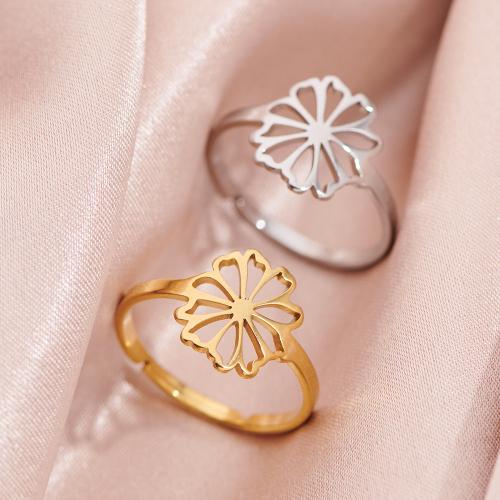 Stainless Steel Finger Ring, 304 Stainless Steel, Flower, plated, Adjustable & different styles for choice & for woman, more colors for choice, inner diameter:17~20mm, Sold By PC