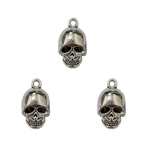 Colgantes de Aleación de Zinc en Forma Calavera, chapado en color de plata antigua, Bricolaje, 100PCs/Bolsa, Vendido por Bolsa