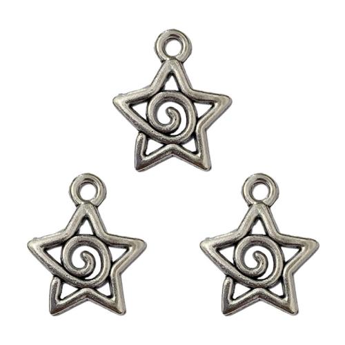 Zink Alloy Star Pendant, antik silver pläterad, DIY, 100PC/Bag, Säljs av Bag