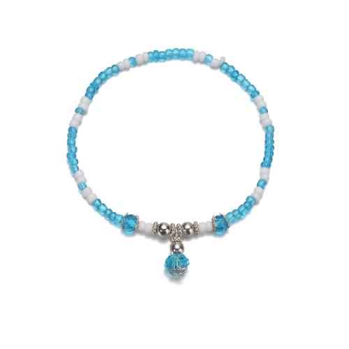 Fashion Jewelry Anklet, Seedbead, with Crystal & Iron, blue, Sold By PC