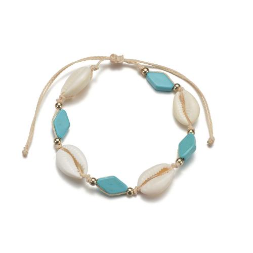 Fashion Jewelry Anklet, Nylon Cord, with turquoise & Shell, mixed colors, Sold By PC