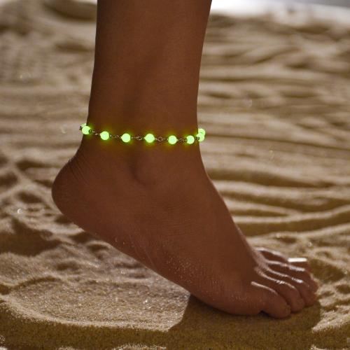 Fashion Jewelry Anklet, alliage de zinc, avec Acrylique, avec 7cm chaînes de rallonge, Placage de couleur argentée, bijoux de mode, argent, protéger l'environnement, sans nickel, plomb et cadmium, Longueur:21 cm, Vendu par PC