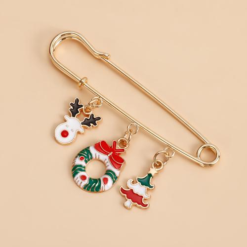 Tibetan Style Safety Pin, plated, Christmas Design & different styles for choice & enamel, Sold By PC