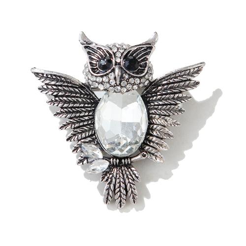 Rhinestone Brooch, Tibetan Style, Owl, fashion jewelry & Unisex & with rhinestone, Sold By PC