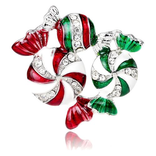 Christmas Brooches, Tibetan Style, Candy, for man & enamel & with rhinestone, multi-colored, Sold By PC