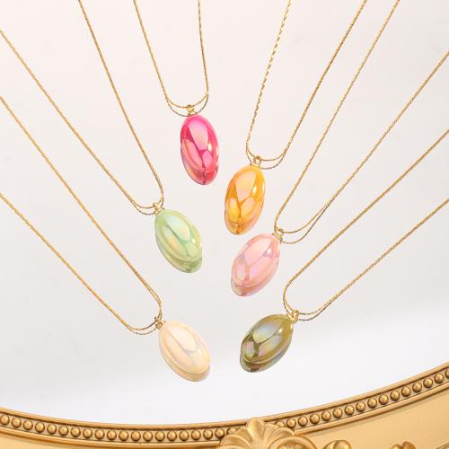 Titanium Steel Necklace, with Resin, gold color plated, fashion jewelry & for woman, more colors for choice, Length:Approx 41-50 cm, Sold By PC