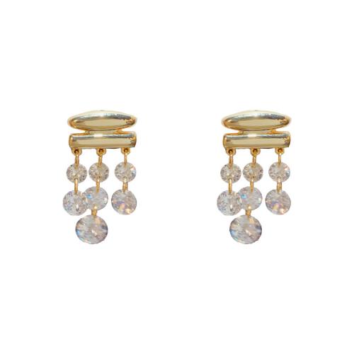 Boucles d'oreilles en laiton zircon cubique pavent, Plaqué d'or, pavé de micro zircon & pour femme, plus de couleurs à choisir, 25x11mm, Vendu par paire