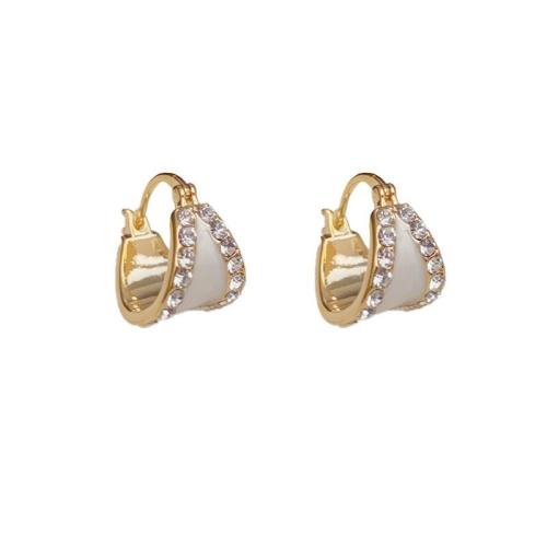 Cubic Zirconia Micro Pave Brass Earring, real gold plated, micro pave cubic zirconia & for woman & enamel, more colors for choice, 16x12mm, Sold By Pair