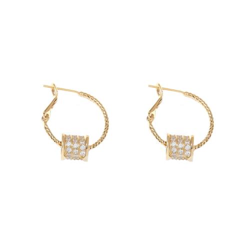 Cubic Zirconia Micro Pave Brass Earring, real gold plated, micro pave cubic zirconia & for woman, gold, 29x7mm, Sold By Pair